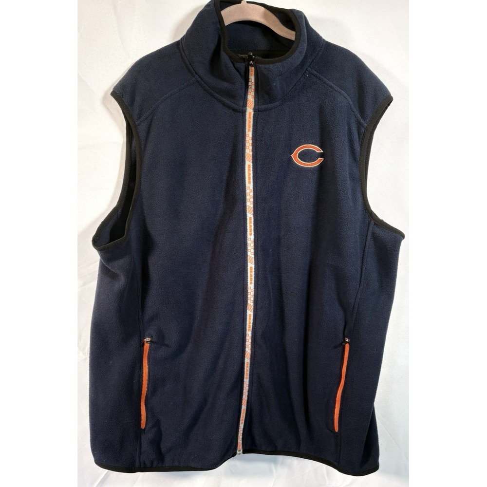NFL Team Apparel flannel Vest Size XL Chicago Bears Full Zip Pockets
